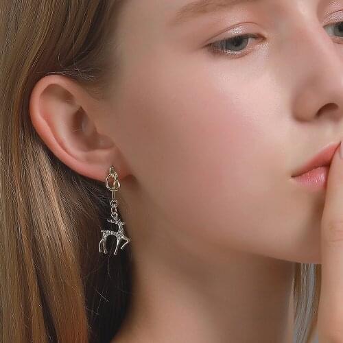Female Christmas Ornaments Exquisite Elk Stud Earrings for Women Cute Animal Zircon Stone Crystal Christmas Earrings Gift