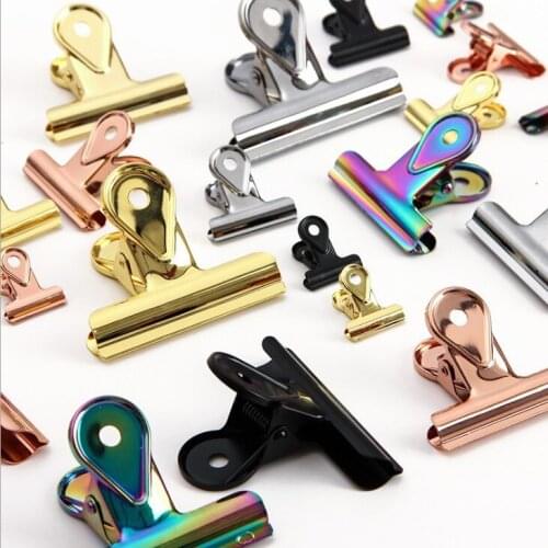 1pcs Simple Retro Colorful Drops Binder Clips Metal Electroplating Rainbow Drops Paper Clips