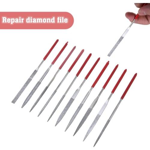 10Pcs Mini Diamond Needle Files 3*140mm DIY Ceramic Crafts Wood Carving File Jewelry Polishing Guitar Repair Tools Set