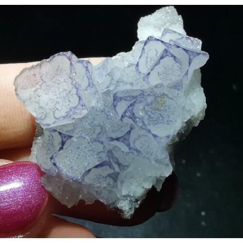 13gRare natural purple edged Fluorite Crystal quartz mineral specimen rock protogem halo energy healing crystal