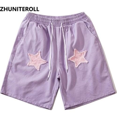 2021 Embroidery Star Shorts Harajuku Baggy Short Pants Elastic Waist Streetwear Hip Hop Summer Casual Fashion Mens Sweat Pants