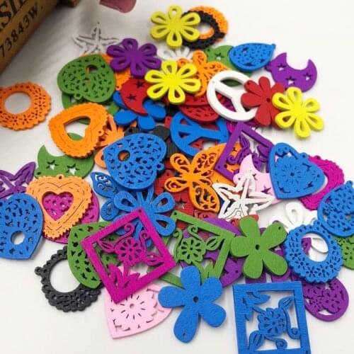 25/50/100pcs Flower Leafs Butterfly Wood Buttons Sewing DIY Crafts Lots Mix WB87