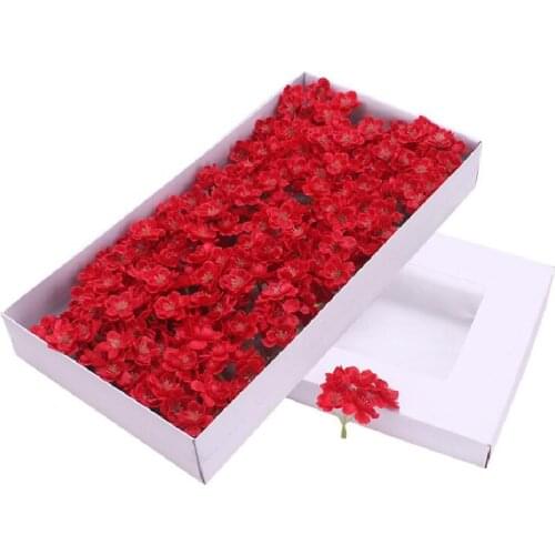 50Pcs Artificial Cherry Blossom Soap Flowers Head Eternal Flowers Bouquet Wedding Valentine Mothers Day DIY Bouquet Materials