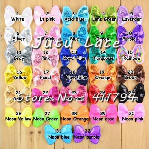 50 pcs/ lot ,6.5cm 'Sequin Messy Bow without clips, For you DIY Sequin Bow