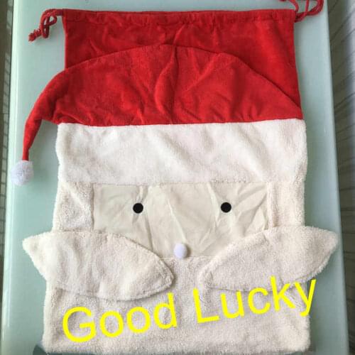 50pcs/lot free shipping stocked gift bags Monogram customize Christmas santa sack gift bags velvet X-mas santa claus sacks