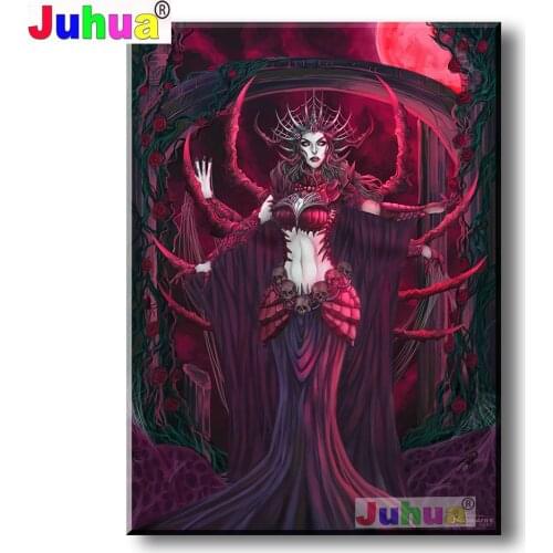 5D Diy Diamond Painting Full Square "Darkness Demon Woman" Rhinestones Picture Diamond Embroidery Gothic Girl Diamond Mosaic