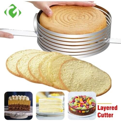 6 Layers Adjustable Cake Cutter Slicer Stainless Steel Round Bread Cake Cutter Slicer Mousse Ring Mould Cake Decorating Tools