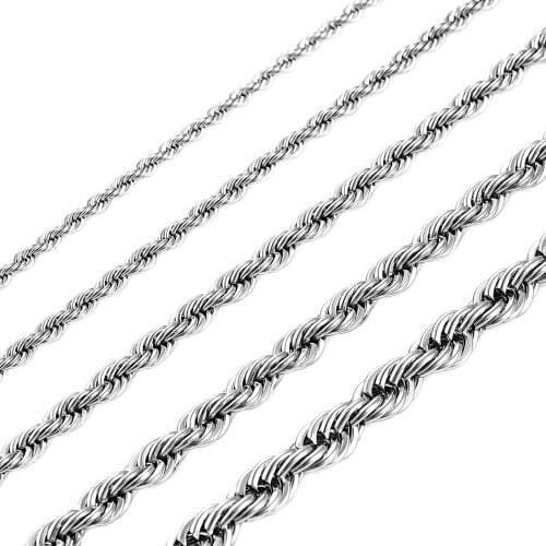 Chain Width 2.2-6mm 316L Stainless Steel Rope Chain Women And Men Fashion Necklace Jewelry Unisex