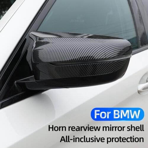 2pcs Rearview Mirror Cover Shell Horn Carbon Fiber Cap for BMW 3 4 5 series X3 X5 F20 F30 F48 F45 G01 G08 G30 G07