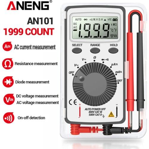 ANENG AN101 Mini Digital Multimeter Multimetro Tester DC/AC Voltage Current Lcr Meter Pocket Professional Testers with Test Lead