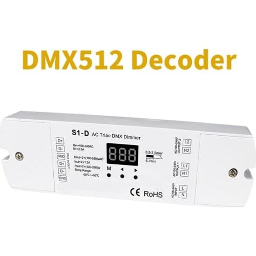 DMX512 Decoder S1-D AC Triac DMX Dimmer AC100 240V With Digital Display LED Controller Engineering Decoder