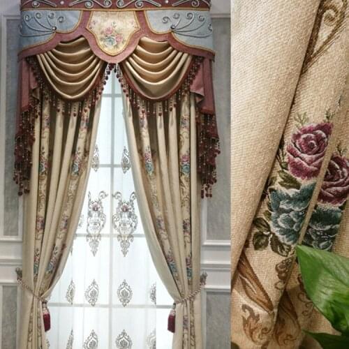 European Style Curtains for Living Room Bedroom Roman Chenille Jacquard Curtains Luxury Living Room Curtains