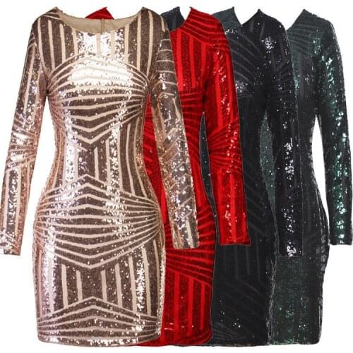 BGW 2020 Sequined Mini Cocktail Dresses Long Sleeves Hollow Out Back Six Colors Vestidos De Coktail Para Dama Real Pictures