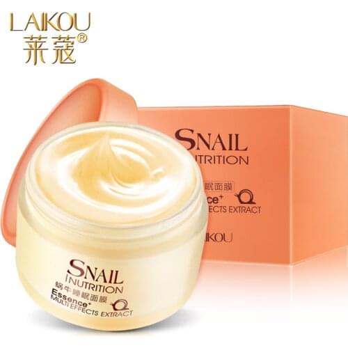 LAIKOU 75g Snail Sleeping Mask for Face Anti Wrinkle Anti Aging Snail Face Reduce Freckles Acne and Spot Remover Face Mask