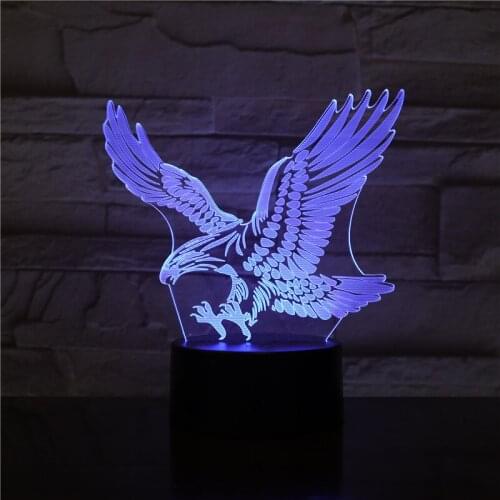 Eagle Lampe 3D Illusion Nightlight Colorful Hawk Touch Desk Light Bedside Lamp Acrylic Remote Light for Office Decor 2341