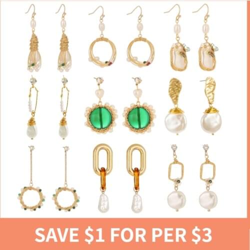 BISAER Summer New Gold Color Earrings For Women Pearl Earrings French Style Classical Earrings Romantic Jewelry Brincos EGE080