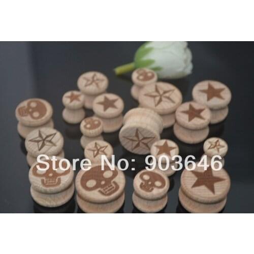 LOT50PCS Free Shippment Body Jewelry- Wood Ear Plugs Ear Scretcher Tunnles Sets Earlets 8mm-20mm
