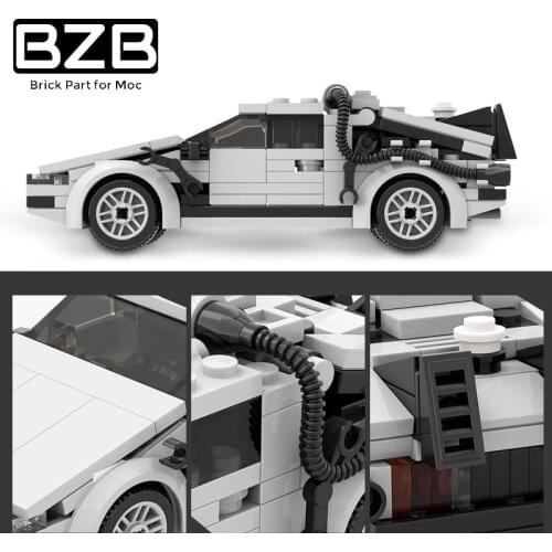 BZB MOC Car Back To The Future Time Machine Speed Super Sports Car Decoration Building Blocks High-tech Kids Birthday Toys Gifts
