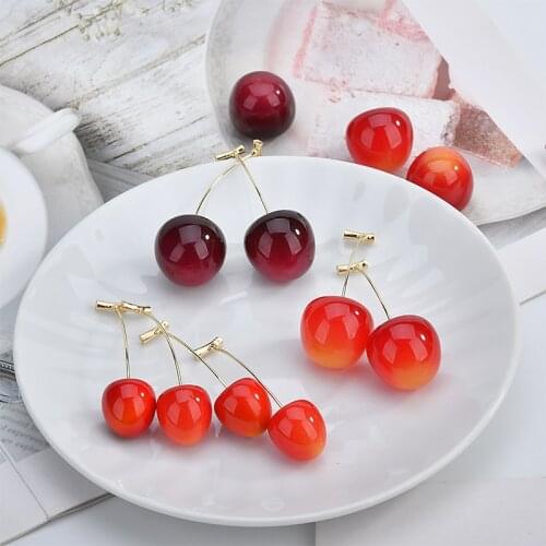 Min order 6pair/lot Resin Imitation cherry Earring buckle decoration fashion women stud earrings diy jewelry making