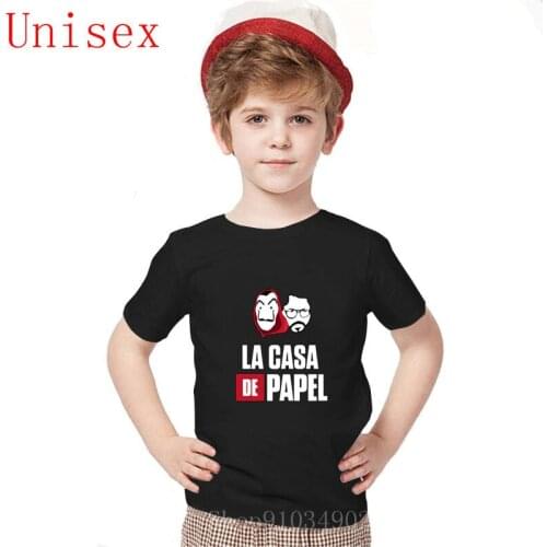 Fashion La Casa de Papel Professor white t-shirt Creative design Kids harajuku kids summer clothes House of Paper girls tops