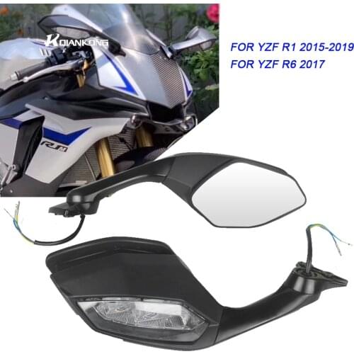 Motorcycle YZFR6 17 wide-angle Rearview Rear view Mirror LED light FOR Yamaha YZF R1 R6 YZF-R1 YZFR1 2015 2016 2017 2018 2019