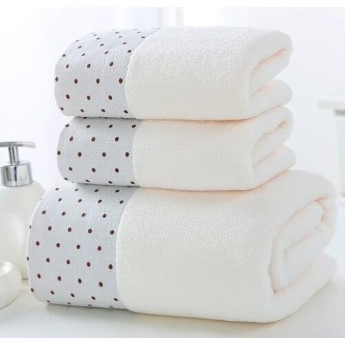1Set Pure Cotton Plain Bath Towel 32S Towel Beach Towel Large Square Towel Three-piece Set, Thick and Absorbent Soft