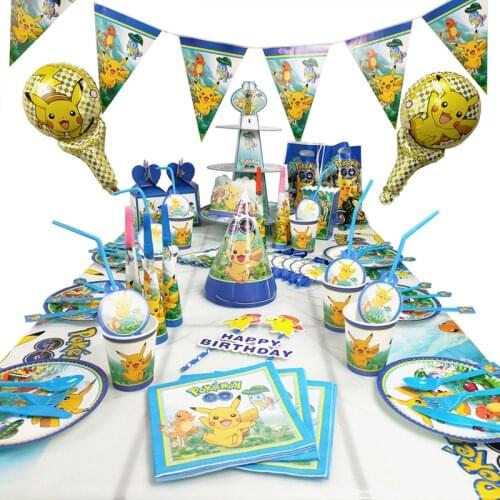 Pokemon Pocket Monsters Birthday Party Decoration Toy Set Cartoon Pikachu Anime Figures Family Party Dining Table Toy Child Gift