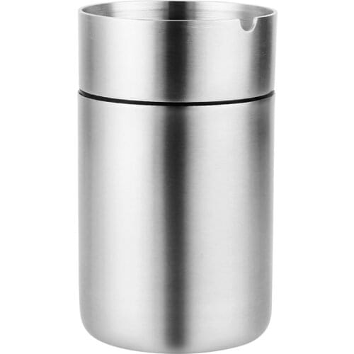 Portable Pocket Creative Ash Tray Anti-Smoke Stainless Steel Car Ashtray with Lid for Home Gift Boyfriend