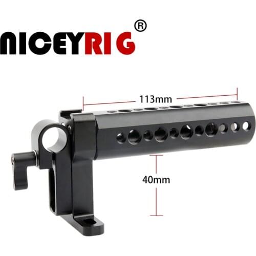 NICEYRIG Camera Handle Grip with Cold Shoe Base and 15mm Rail Rod Clamp for DSLR Video Camera Camcorder Action Stabilizing