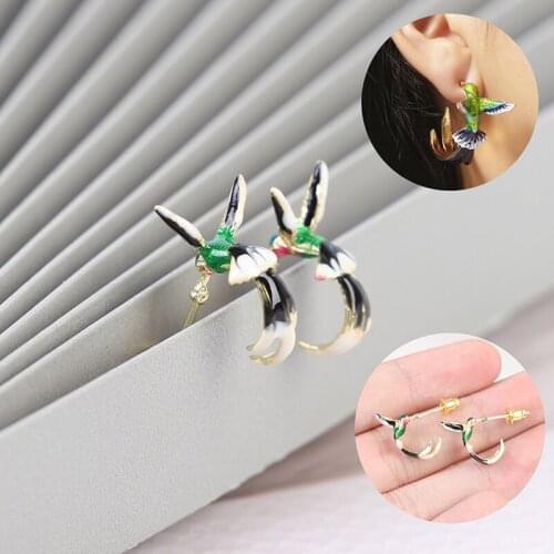 1 Pair Fashion Flying Hummingbird Painting Oil Bird Earrings Jewelry Cute Women Female Earrings For Wedding Party Earrings Gifts