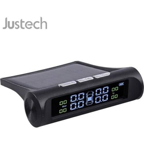 Justech 433.92MHZ TPMS Tire pressure Monitoring System Solar Powered & LCD Color Screen Save Fuel Wireless 4 Sensors For Car Van