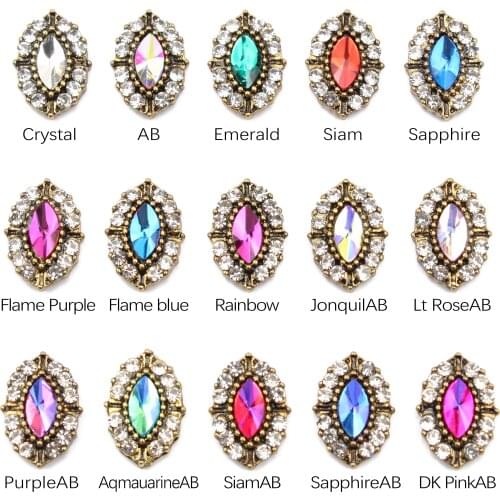 Alloy antique gold Horse-eye Design Rhinestone Nail rhinestone for DIY NailArt Accessories