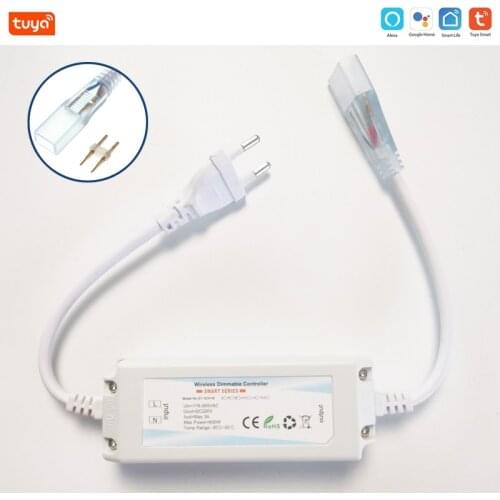 220V 230V Tuya Wifi LED Controller Warm White Single Color 5050 3528 LED Flexible Strip Dimmer Smart Life Voice for Alexa Google