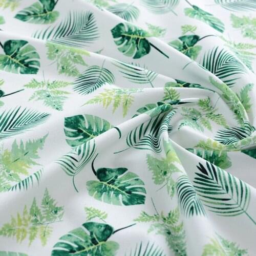 Nordic Cotton Linen Green Leaves Printed Fabric For Home Textiles DIY Curtains Tablecloth Sofa Cover Bags Decorative Patchwork
