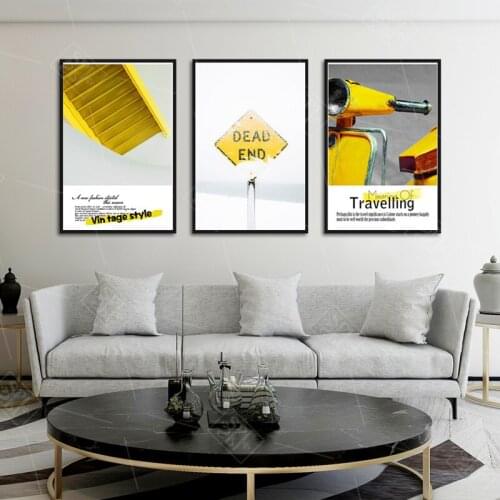 Vintage Style Yellow Car and Building Canvas Art Painting Modern Nordic Bedroom Decoration Wall Picture Quotes Art Print Poster
