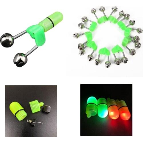 10Pcs Twin Spiral Bells Fishing Bite Alarms Lamp Outdoor Night Fishing Alarm Light Carp Catching Fishing Sea Rod Accessories