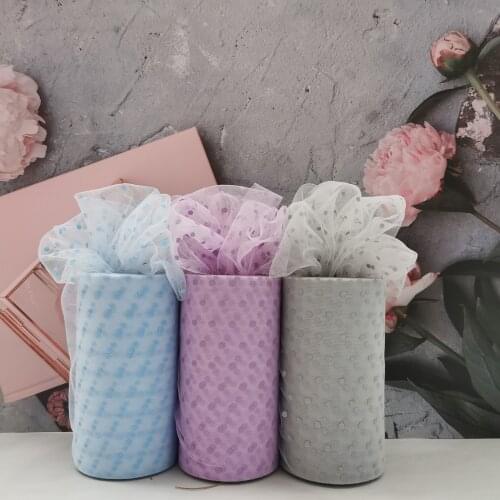 10cm*25Yards Polka Dot Tulle Roll Spool Fabric Ribbon DIY Hair Accessories Tutu Skirt Gift Craft Party Wedding Decoration Supply