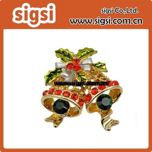 100pcs/lot 45mm High Quality Vintage Colour Christmas Bells Rhinestone Gold Pendant