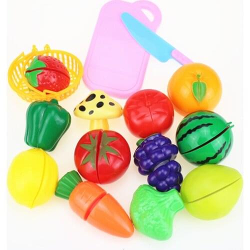 15Pcs/Set Plastic Fruit Vegetables Cutting Toy Early Development and Education Toy for Baby kids Kitchen toys Plastic food toy
