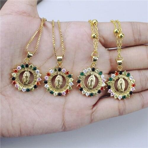 16/19inch 10pcs/lot Fashion rainbow religion shape cz necklace, cubic zircon pendant accessories,popular necklace