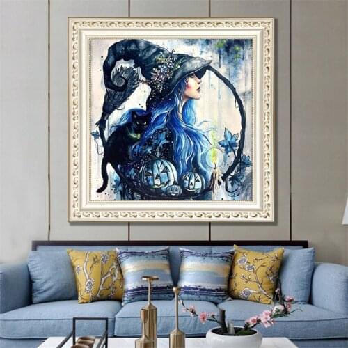 5D DIY Diamond Painting Halloween Witch Rhinestones Pictures Diamond Embroidery Sale Landscape Diamond desert
