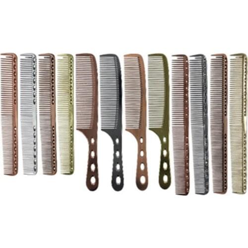 Aluminum Metal Hair Cutting Comb Anti Static Hairdressing Barbers Salon Combs Professional Brush With Handle Beauty Styling Tool