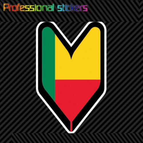 Beninese Driver Badge Sticker Die Cut Decal Wakaba Leaf Soshinoya Benin BEN BJ Stickers for Motos, Cars, Laptops, Phone