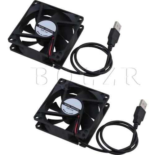 BQLZR 2 PCS 5V USB 8cm Computer Case Fan Desktop Cooling System Tool Black