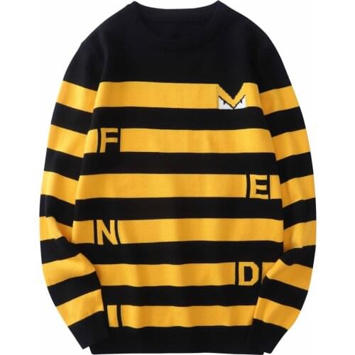 Brand Sweaters Mens Clothing Korean Stripe Pullovers O-Neck Long Sleeve Knitted Men Top Slim Fit Jumpers Man Plus Size