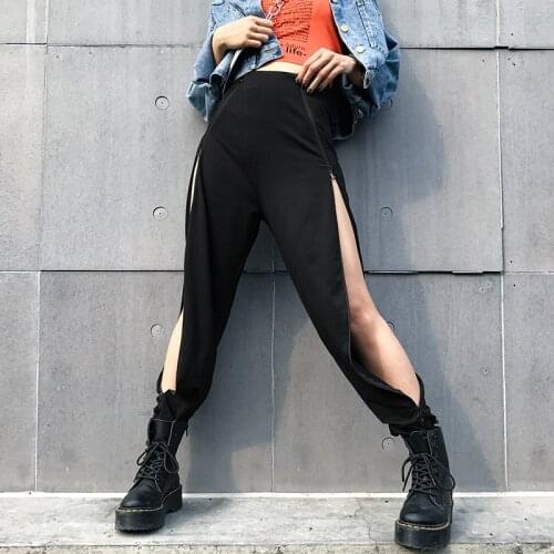 Kpop EXO GOT7 TWICE European and American style women hip-hop dance casual Split pants women harajuku streetwear women trousers