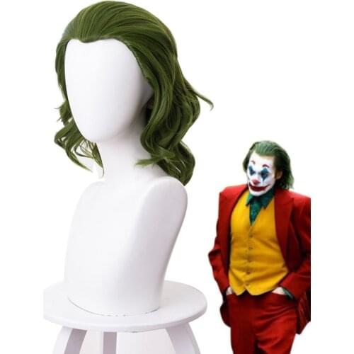 Joker Origin Movie Clown Joker Wig Cosplay Costume Joaquin Phoenix Arthur Fleck Curly Green Heat Resistant Synthetic Hair