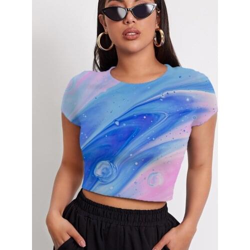 3d Tshirt Tie Dye T shirt Women Gradient Funny T shirts Dizziness Tshirt Printed Harajuku Tshirts Casual Short Sleeve T shirts