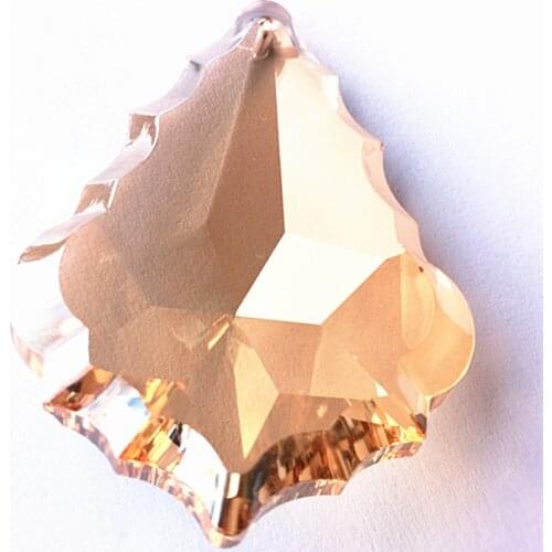 Hot Selling 10pcs 63mm Champagne (Free Rings) Crystal Chandelier Maple Leaf/ Crystal Curtain Pendants/ Crystal Chandelier Parts