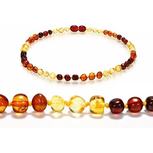 HAOHUPO Top Quality Cherry Honey Lemon Baltic Natural Amber Necklace Raw Girls Necklace Gold Christmas Necklace Children Jewelry